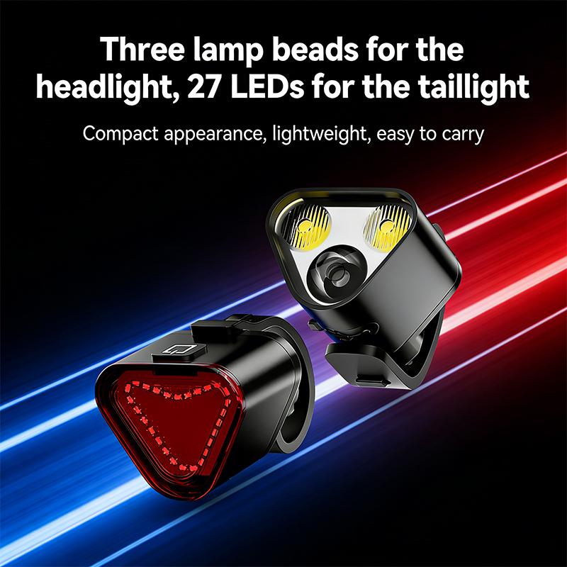 BUCKOLS Bicycle Lights Set Ultralight Front and Rear Bike Light COB LED Bicycle Warning Light Rechargeable MTB Rear Lights 7