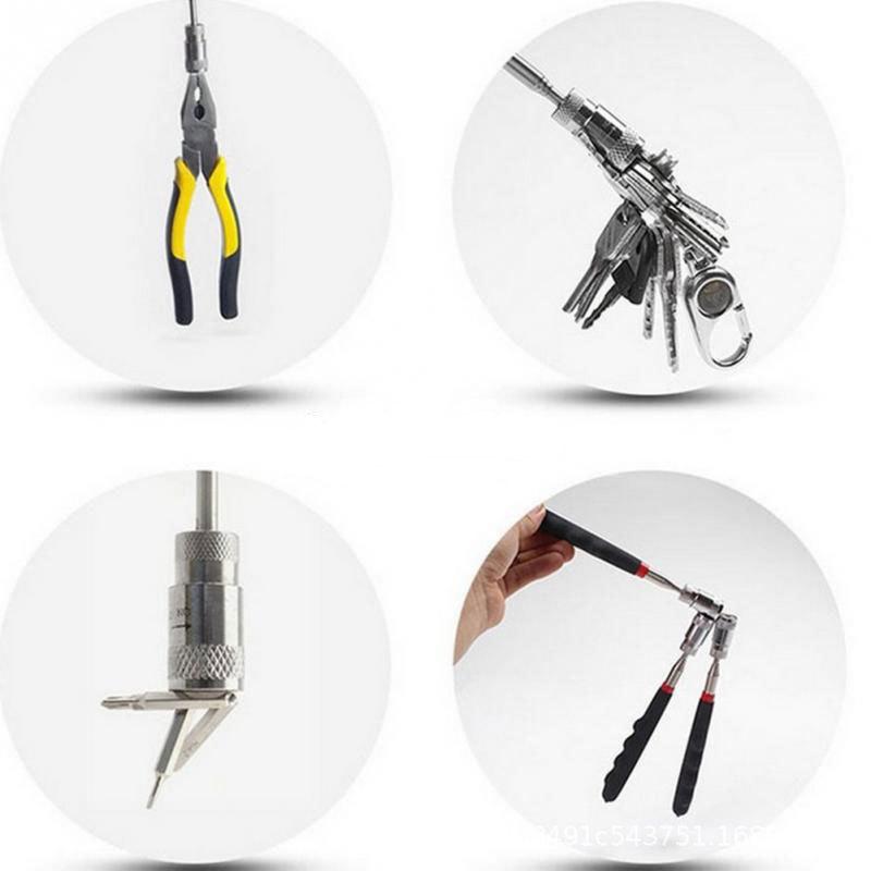 Telescopic Mirror Digital Inner Mirror Inspection Tool Extendable Magnetic Pickup Rod with Light for Screws Nuts Bolts