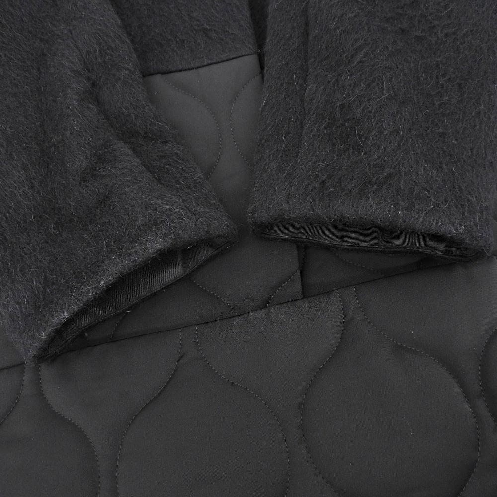 LE PHIL Women's Shaggy Quilted Long Coat, Black, Size 0, 534-9252003 Coat 0 blackUsed