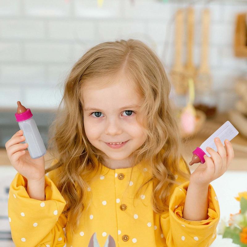 1pc Baby Doll Feeding Bottle Disappearing Milk/Juice Magic Bottle Pretend Play Feeding Toy for Kids Gift Dolls Accessories