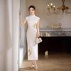 1011 spring and summer new white embroidered cheongsam women's high-end literary and retro new Chinese sleeveless daily young models