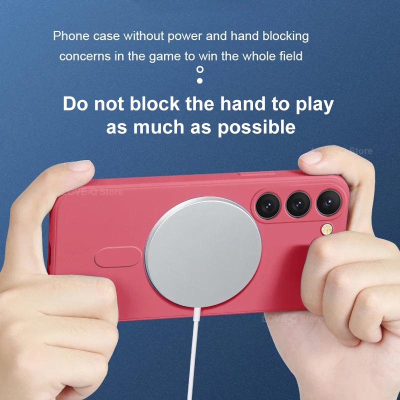 For Luxury Liquid Silicone Magnetic Case For Samsung Galaxy S24 S 24 S23 Ultra Plus S24Ultra For Magsafe Cases Wireless Charge Cover