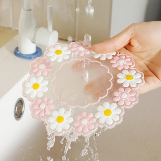 Floral Heat Insulation Mat, Waterproof Silicone Trivet for Table, Oil Resistant Round Pot Holder, Non Slip Coaster for Hot Dishes