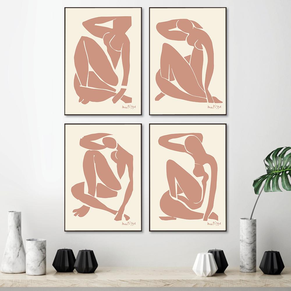 Pósteres de Henri Matisse con desnudos en rosa y azul, arte de pared vintage, pintura en lienzo, imágenes abstractas con cuerpo sexy para decoración de sala de estar
