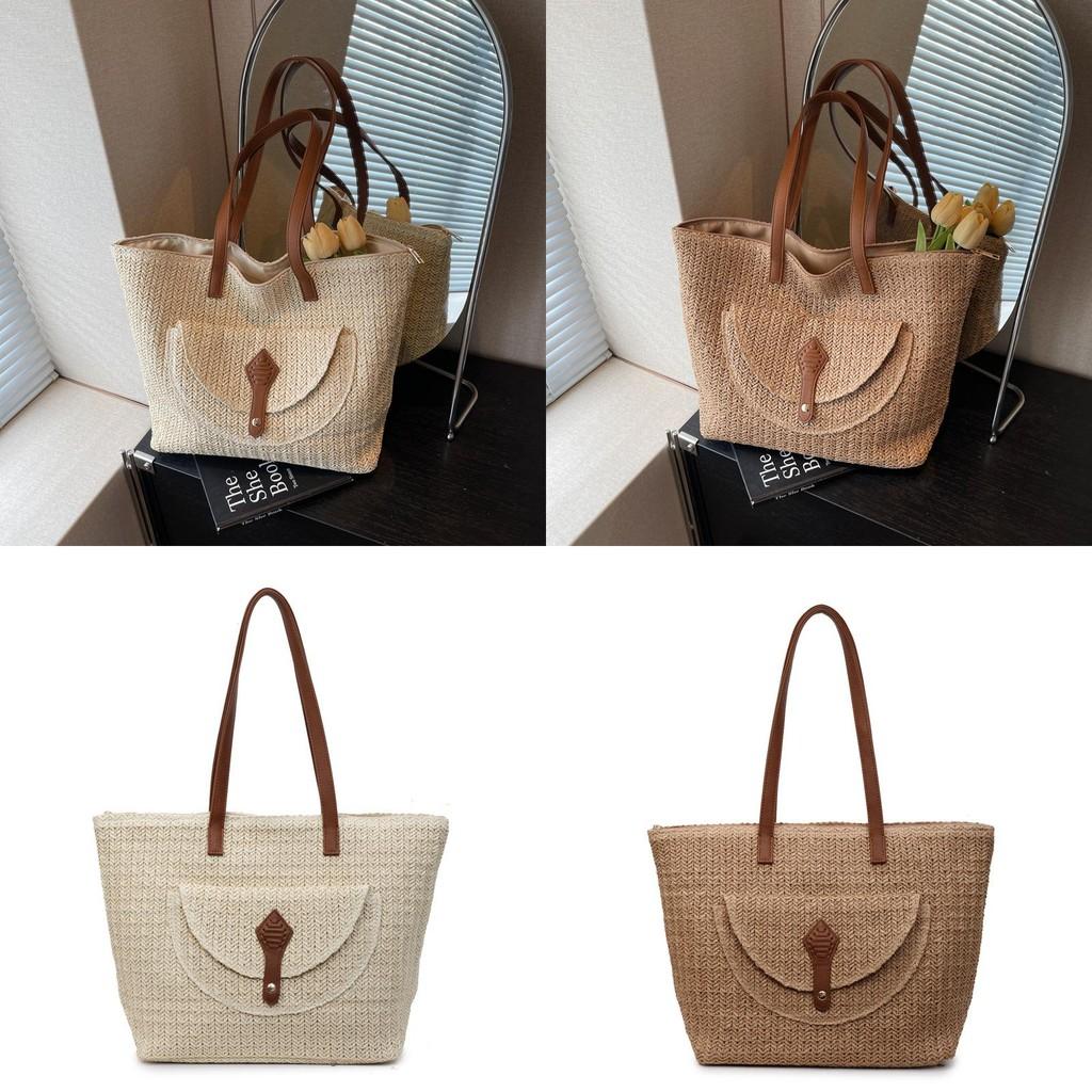 Minimalist Woven Straw Bag For Summer Beach Vacation With Large Capacity For Women