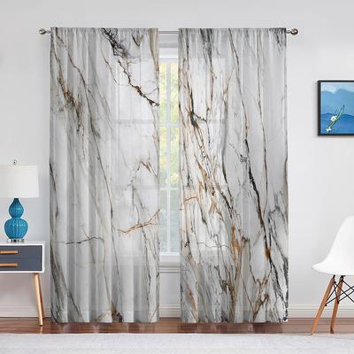 Rideaux en mousseline de soie et tulle géométriques en marbre doré et gris pour décoration de cuisine, salon, chambre à coucher, abstrait, moderne et luxueux, traitement de fenêtre