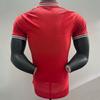 Mens Short Sleeve Football Jersey Match Play - Red Bamboo Fiber Soccer Uniform Fall Winter