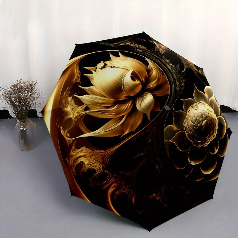 Lotus Yin Yang themed Eight rib Automatic Folding Umbrella Is Suitable for Both Men and Women, Making It A Perfect Christmas and Valentine's