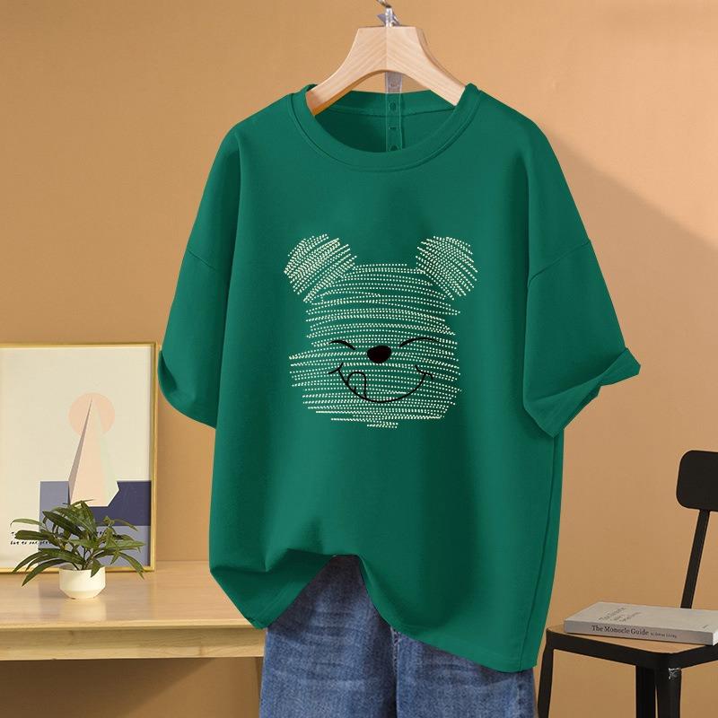 Short-sleeved T-shirt Women's Summer Loose Retro Cartoon Bear Half-sleeved Top