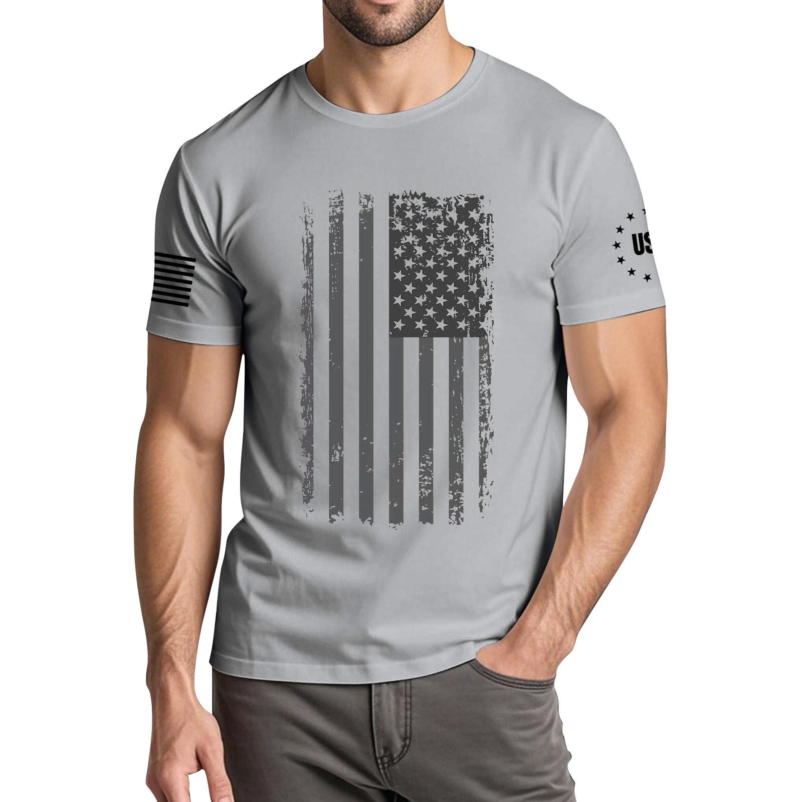 

Мужская модная повседневная футболка с круглым вырезом и коротким рукавом с принтом «День независимости» XXL