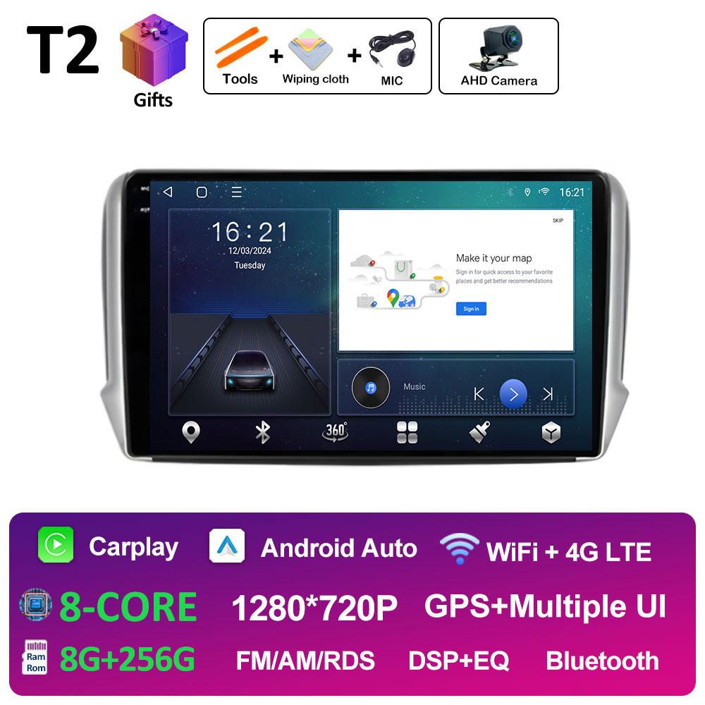 Wireless Carplay Android Intelligent System For Peugeot 2008 208 Series 2012 2013 2014 2015 - 2018 DSP Stereo GPS Navi Bluetooth