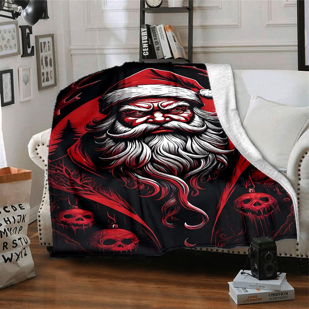 1pc Santa Claus, Gothic Throw Blanket Soft Flannel, Cozy All Season Polyester Perfect for Home, Office