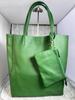 Rebecca Genuine Cowhide Leather Shrink Tote Bag with Pouch, Vertical Style, Unisex, JT-240322 (Green)