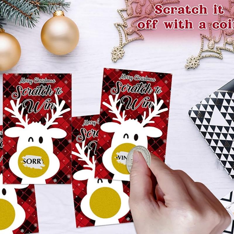 36Pcs Reusable Christmas Party Scratch Off Cards Handmade Gift Coupon Tickets for Birthday Wedding Christmas Celebration