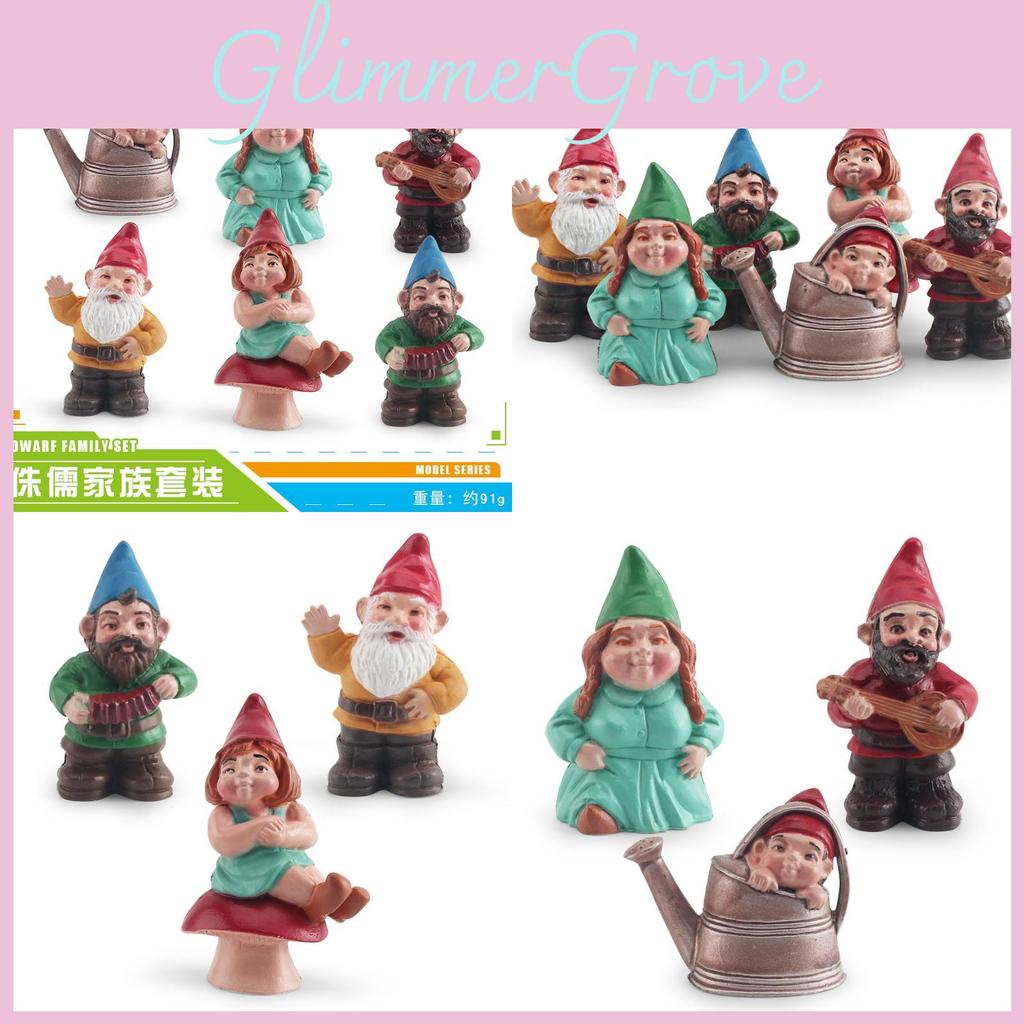 Realistic Pvc Christmas Gnome Goblin Dwarf Elf Family Decor Set Of Six Figures
