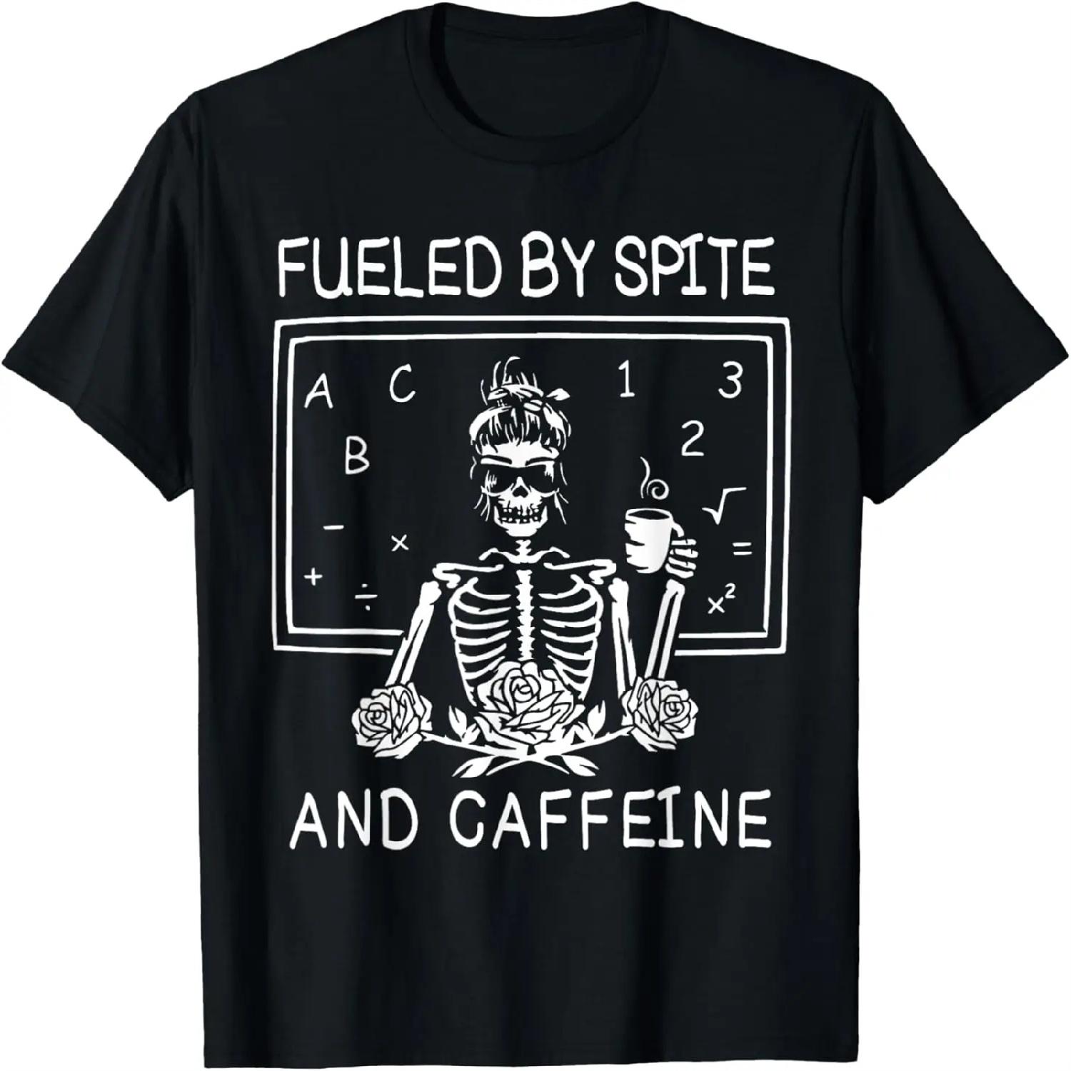 Fueled By Spite And Caffeine Lazy Halloween Skeleton Costume T-Shirt XXXXXL разноцветный