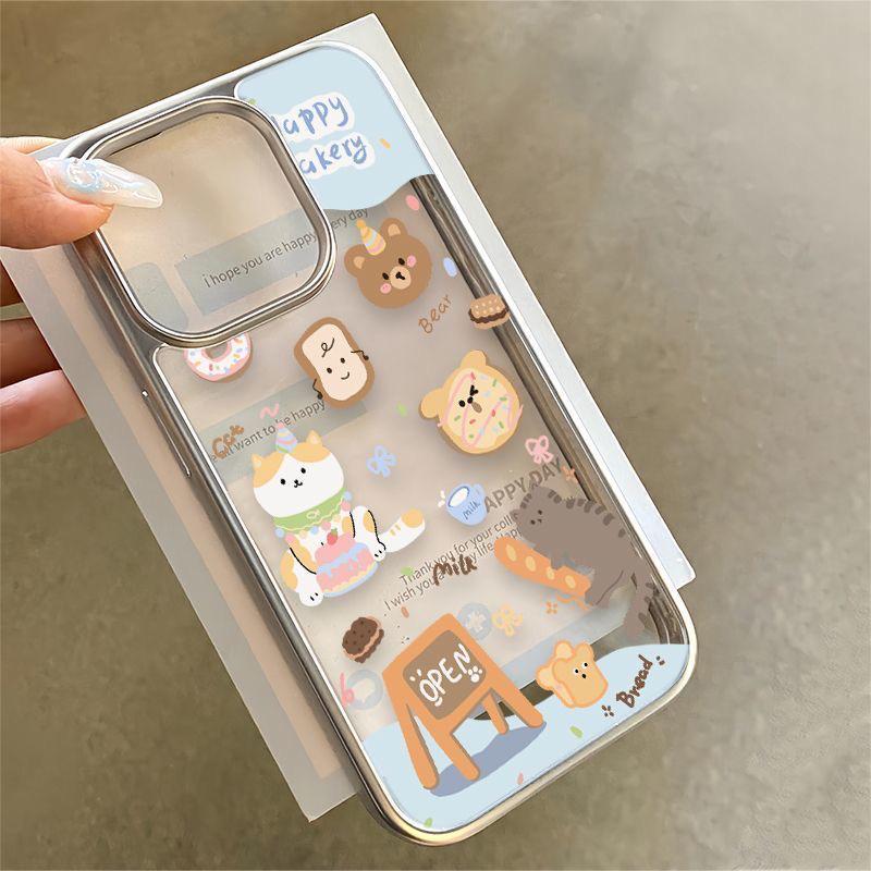 New Cute Cartoon Soft Electroplated Phone Case for iPhone 13 Pro Max, 14 Pro Max, 15, and 16