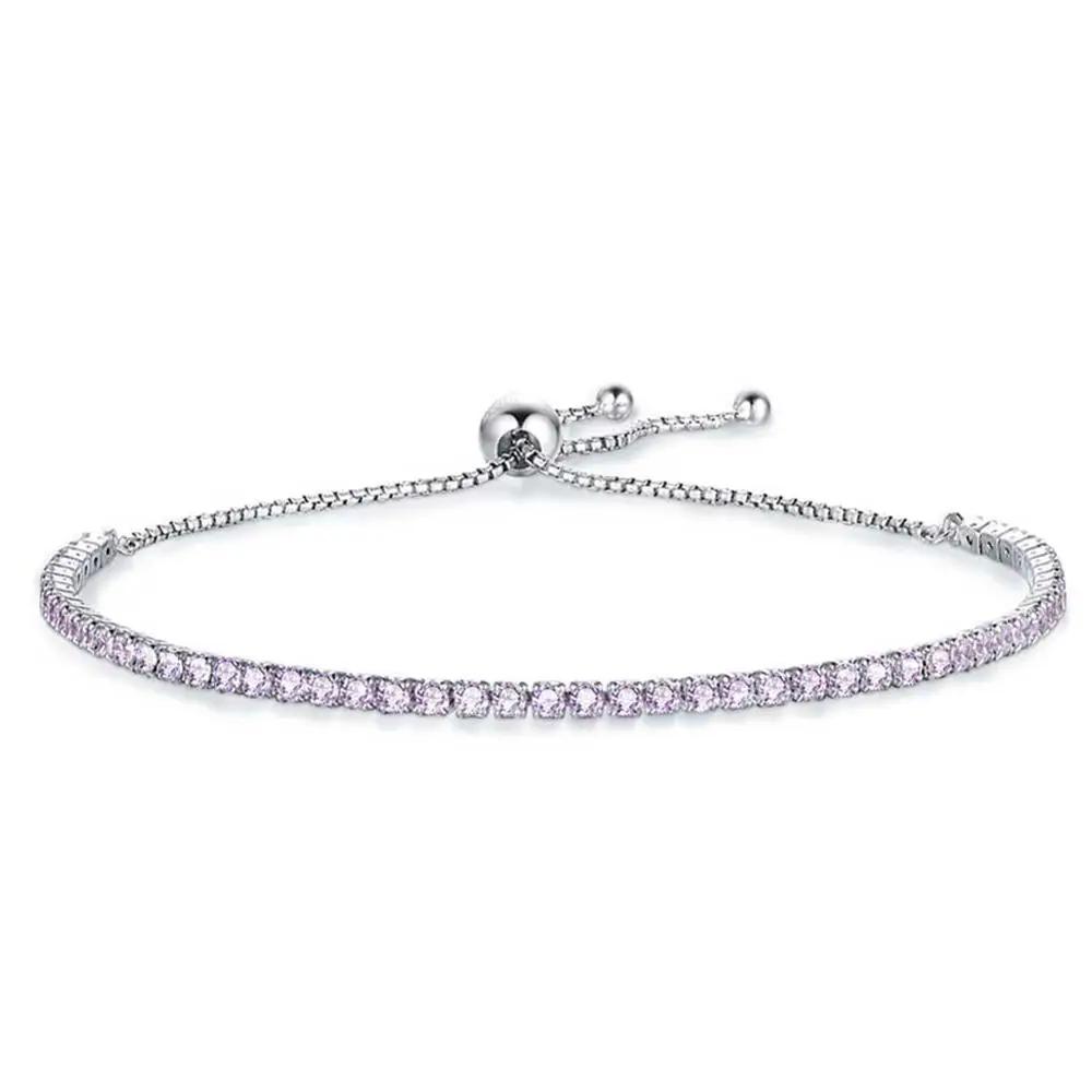 TONGZHE Women Couple Bracelets 925 Silver Jewelry Bangles For Ladies Beads Sparkling Strand Chain Bracelets For Women