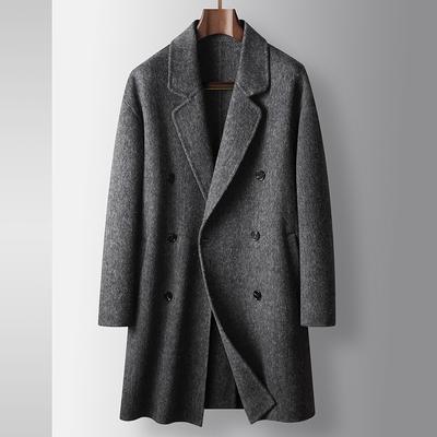 Herbst und Winter handgefertigte Wolle Trenchcoat Jugend leichte Business lange Haare Wolle doppelseitige lässige warme Jacke