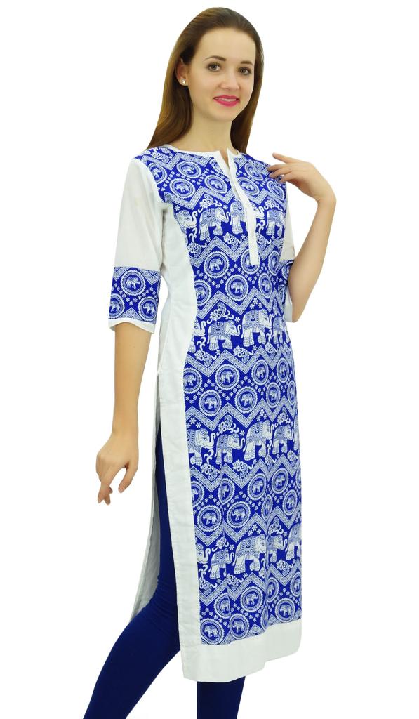 Phagun Women's Designer Straight Black Kurta 3 4 Sleeve Printed Casual