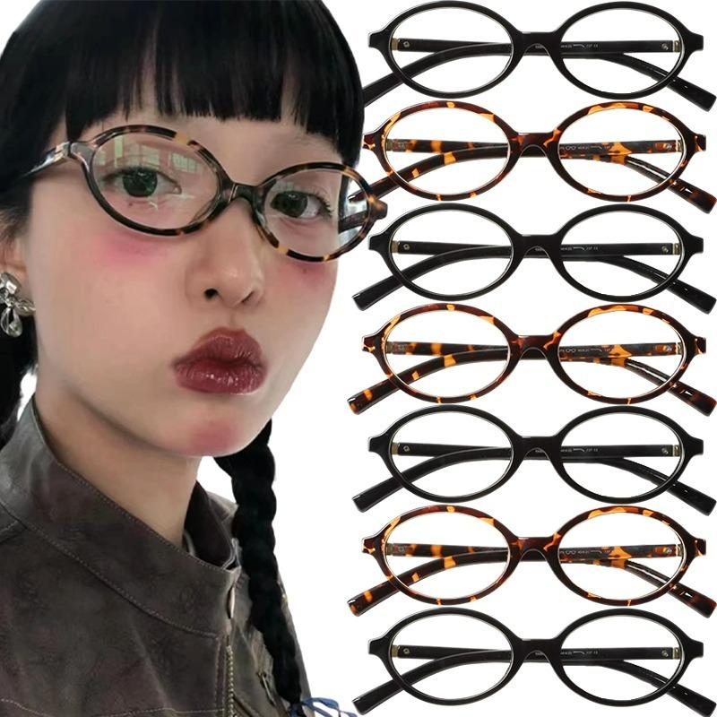 Occhiali con Montatura Piccola Ovale Stampa Leopardo Occhiali Semplici Retro Coreani Occhiali Blocca Luce Blu Vetri per Protezione Occhi Decorazione
