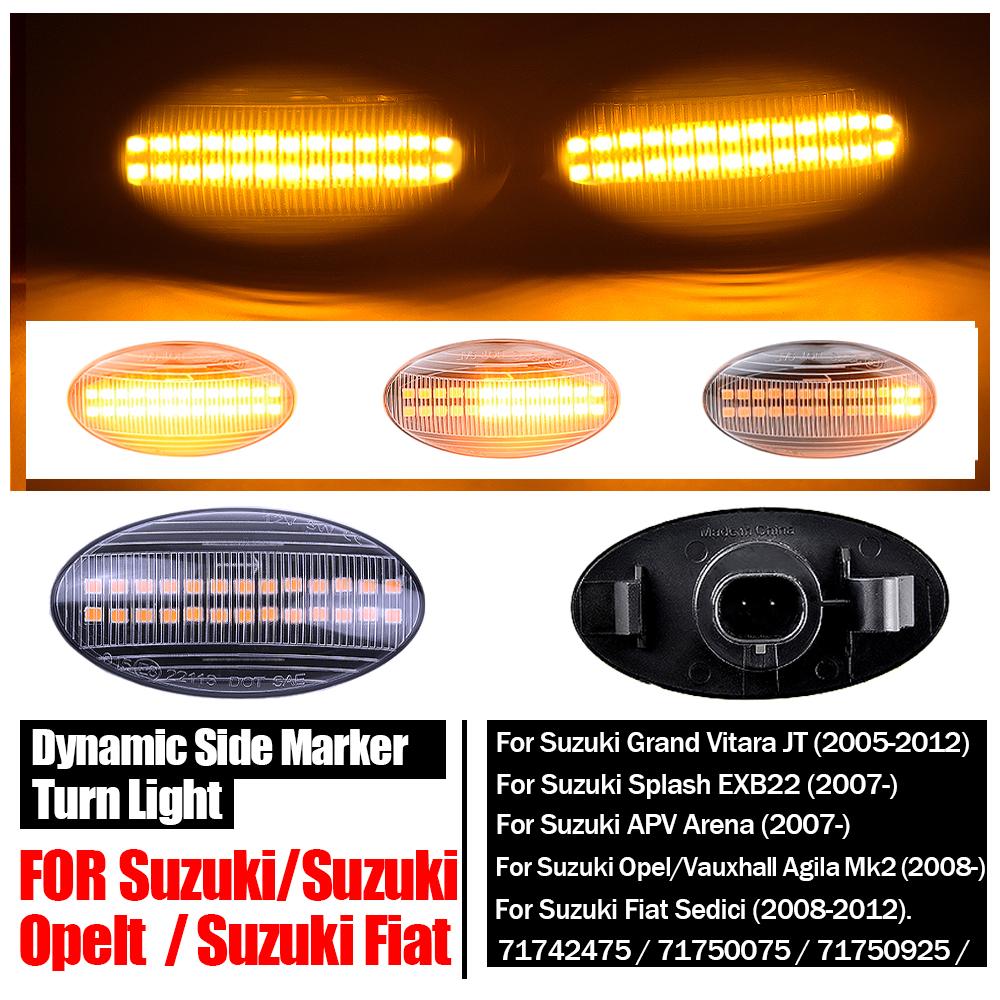2pcs Dynamic LED Side Marker Turn Signal Lights Indicator Amber Repeater Car Lights For Suzuki Swift Jimmy Vitara SX4Turn Signal 2