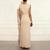 Women’s V Neck Sleeveless Maxi Dress Waist Cinched Slit Party Gown Evening Formal Dress Elegant Long Dress for Special Occasions