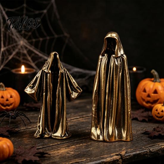 Figurina Bronzo Retrò Fantasma Senza Volto Vintage Figurina Ottone, Statua Misteriosa in Metallo, Piccolo Ornamento Creativo per Arredamento Casa Gotica Scaffale da Tavolo Scrivania