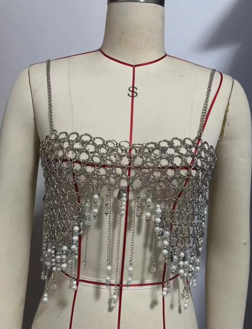 New Arrival Alloy Body Chain Tassel Bra Metal Chainmail Vest Chain