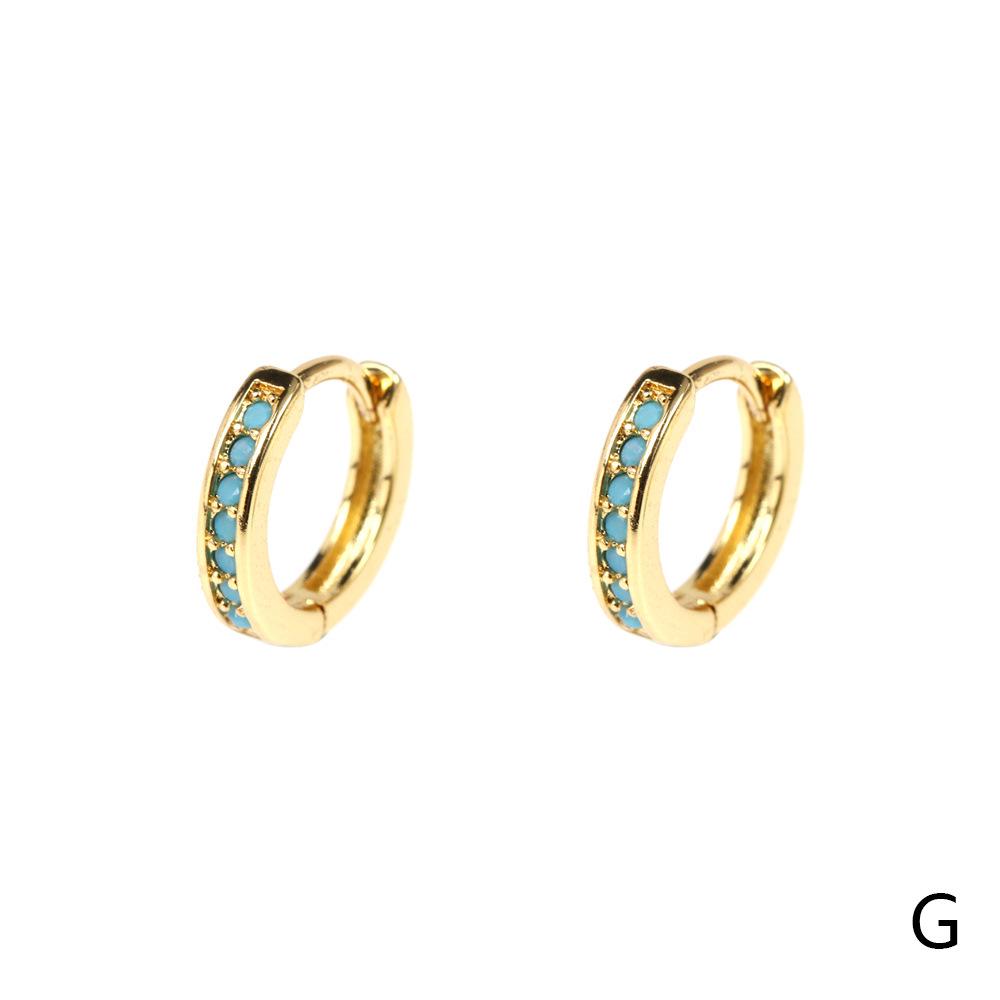 18K Gold Plated Copper Circle Earrings with Micro-set Colored Zircon