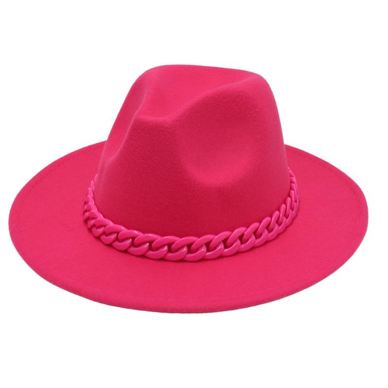 Natural Acrylic Chain Rainbow Candy Color Top Hat Fun Personality Jazz Hat Style Men'S And Women'S Fedora Hat