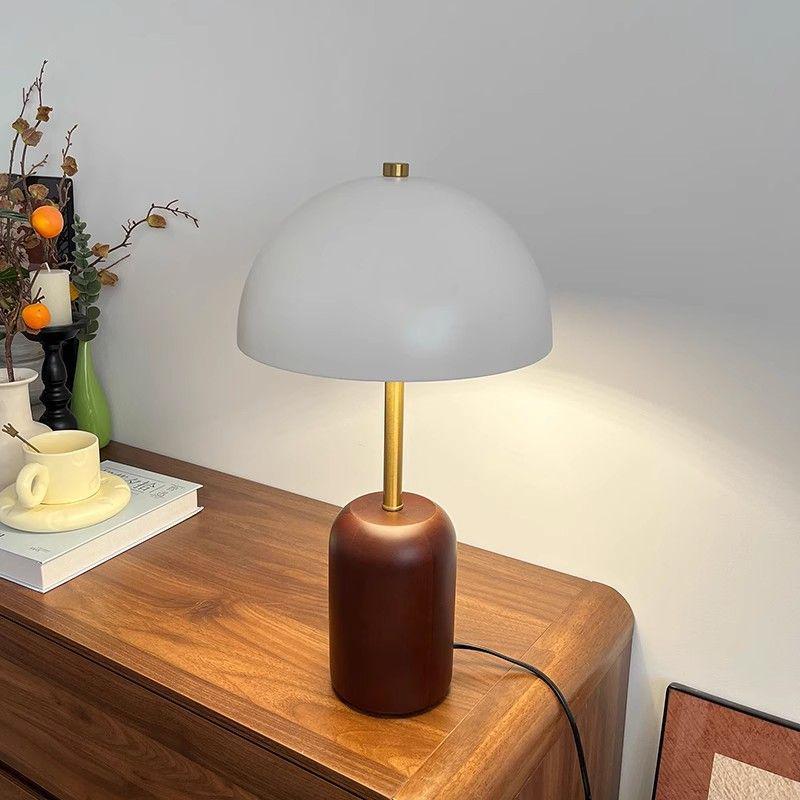 Mid-Century French Retro Solid Wood Bedside Lamp with Wabi-Sabi Style for Bedroom or Living Room
