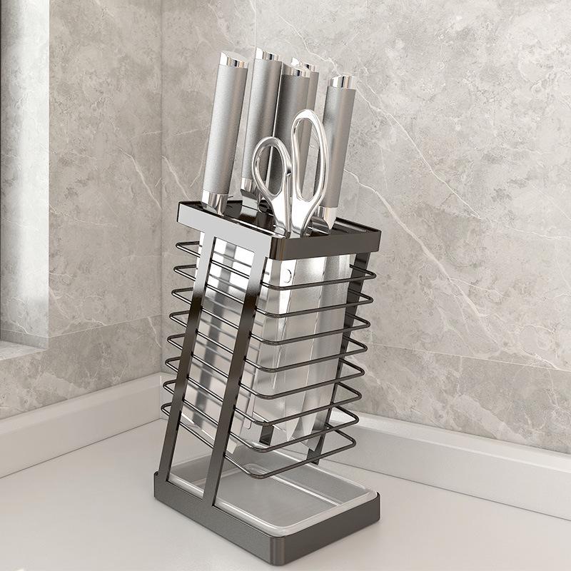 Stainless Steel Kitchen Knife & Utensil Holder with Draining Feature