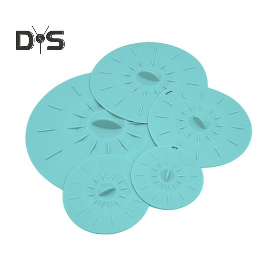 Set 5 buc. Capace Alimente Silicon Etanșe Acoperitoare Multi-Dimensiuni pentru Boluri Oale Tigăi Rezistente la Căldură Sigur pentru Cuptorul cu Microunde Capac Tigăie