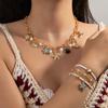 Bohemian Ocean Style Necklace and Bracelet Set with Imitation Starfish, Shell and Pearl Pendants