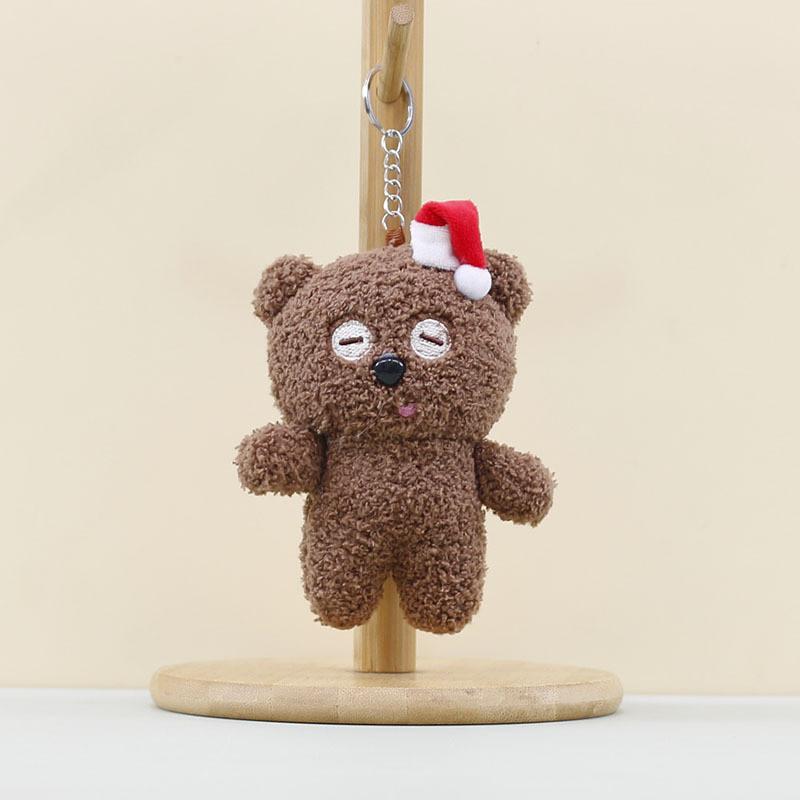 Teddy Christmas Hat Bear Cartoon Plush Toys Childrens Doll Bag Hanging Keychain