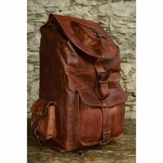 Echter Ziegenleder Herren Rucksack Laptop Satchel Damen Rucksack Braun Vintage Tasche