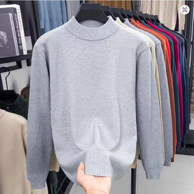 Half Turtleneck Knitwear Sweater Autumn Winter Mock Neck Sweatshirts Solid Color Pullovers Man Brand Casual Mens Clothing