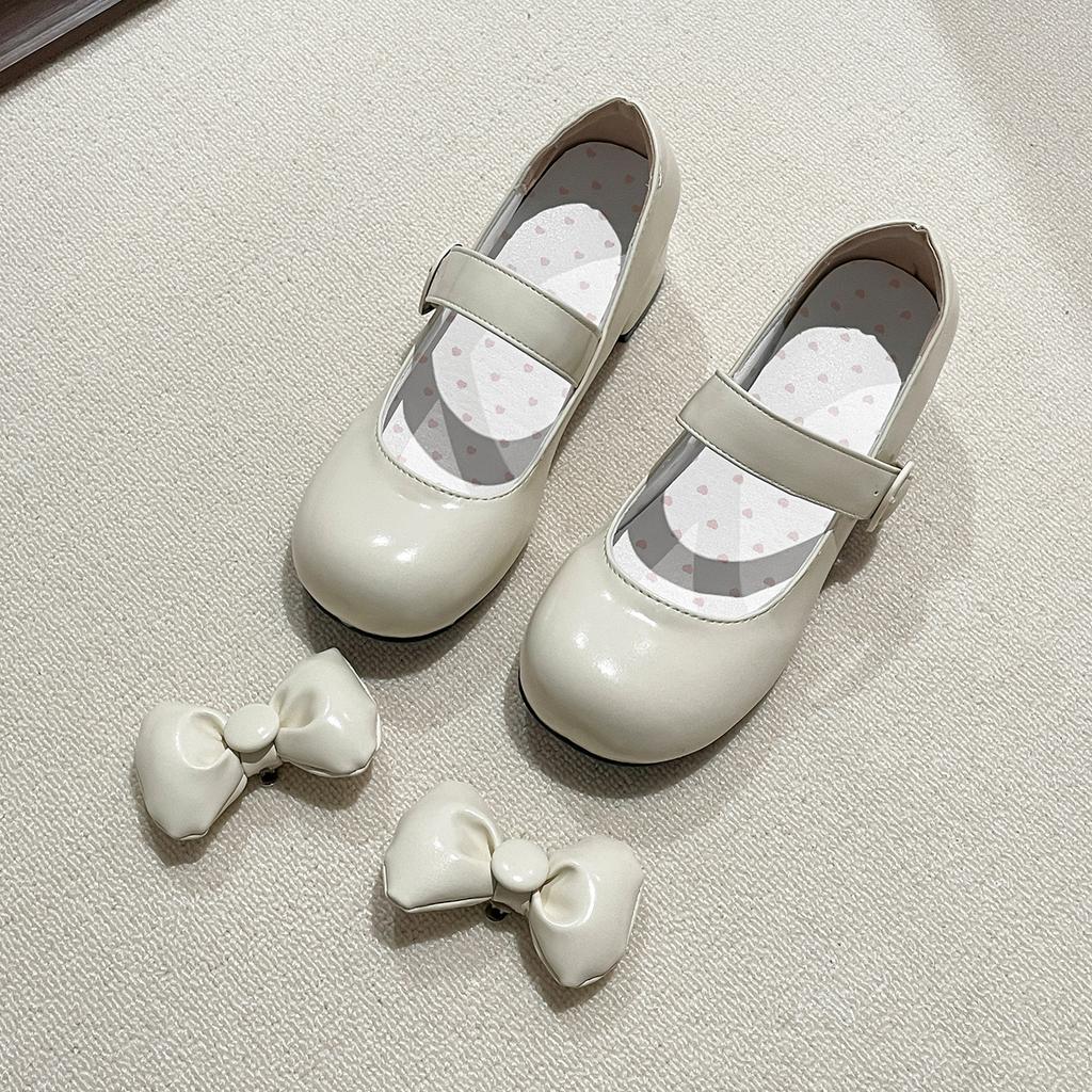 Fairy style sexy bow Mary Jane shoes women's 2025 new niche design sense white thick heel high heels