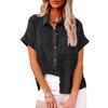 TIFICY Damenmode, lässig, Sommer, Frühling, einfarbig, kurzärmelig, Polo-Ausschnitt, Blusen und Hemden