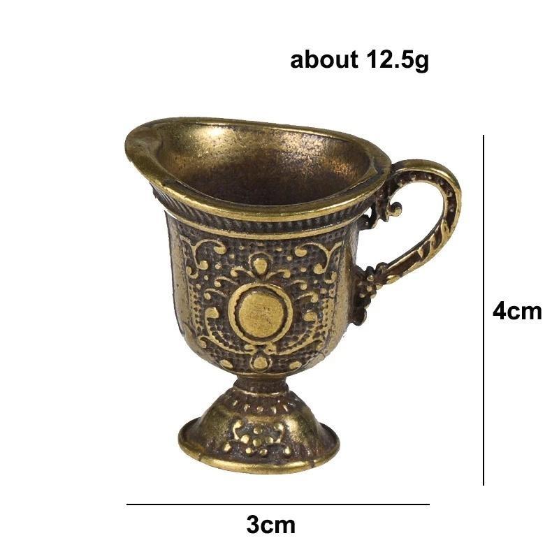 Anticient Königspalast Mini Tasse Schlüsselanhänger Anhänger Schmuckstück Antik Bronze Buddhistische Heilwasser Tasse Figur Messing Schlüsselanhänger Anhänger
