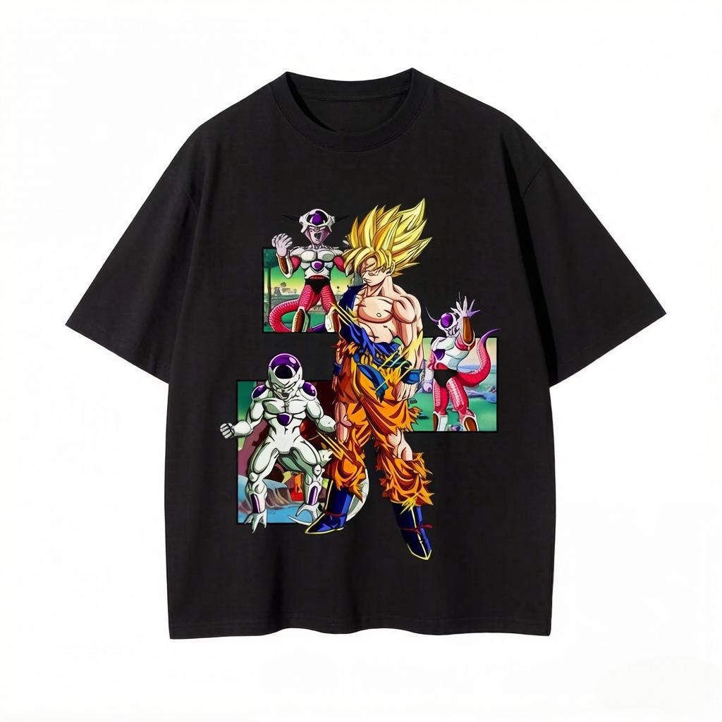 Men s T-shirt Anime Dragon Ball Print T-shirt Harley Cooku Cotton T-shirt Pop Street Style Short-sleeved Top White M