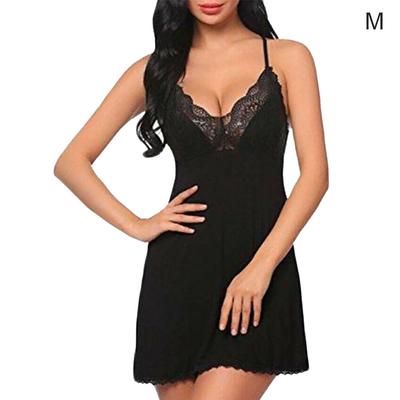 Nightdress Women Sleepwear Dress Lace V Neck Nightgown