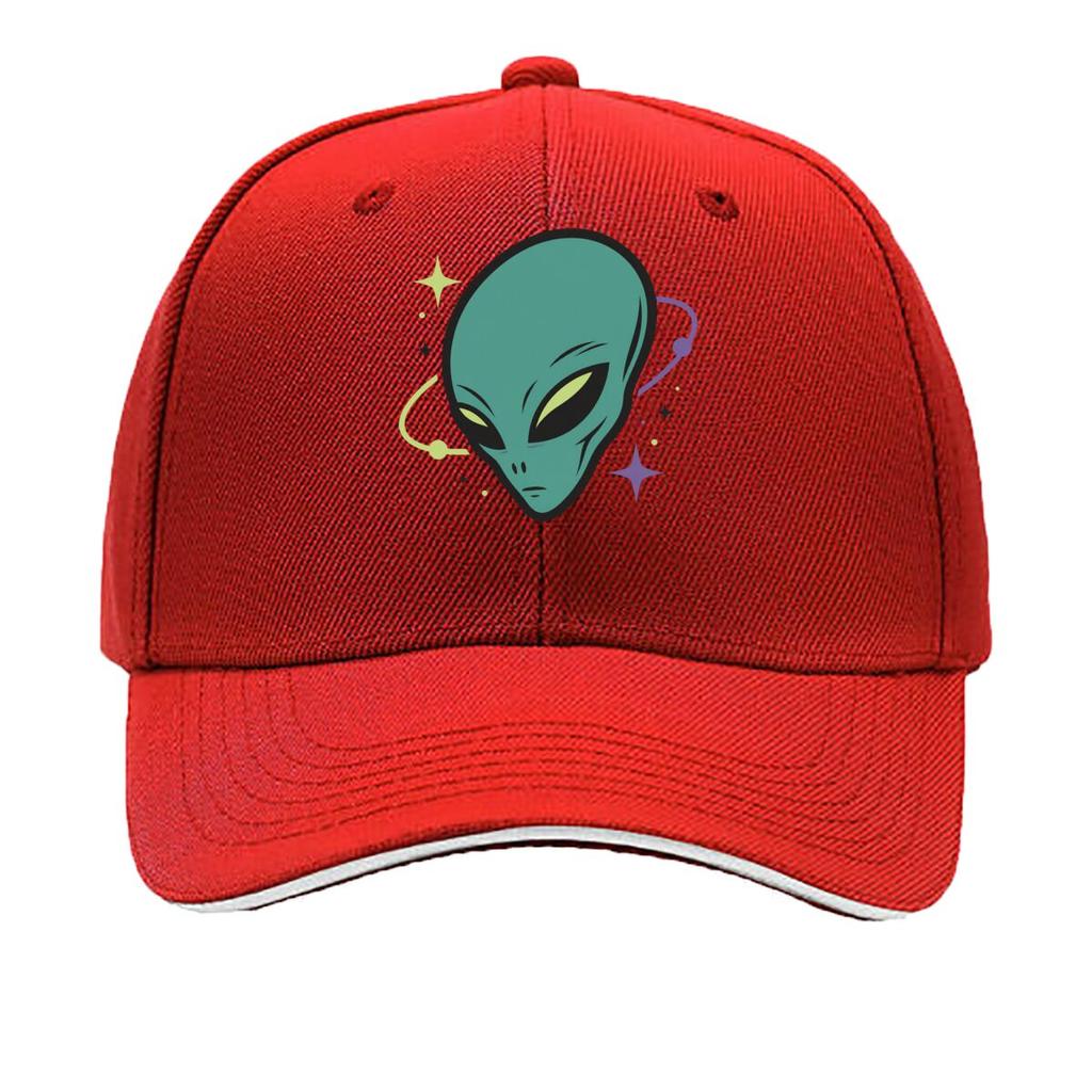 Retro Cosmic Visitor Face Emblem Sandwich Baseball Cap Sun Cap Outdoor Workouts Hat