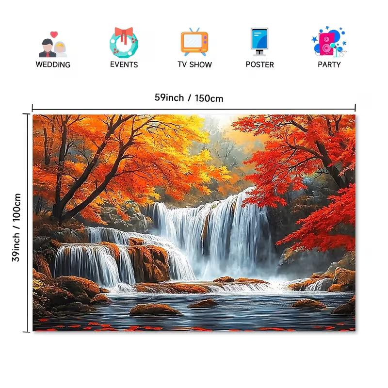 2D Flat Autumn Waterfall Backdrop for Home Decor & Photo Booth