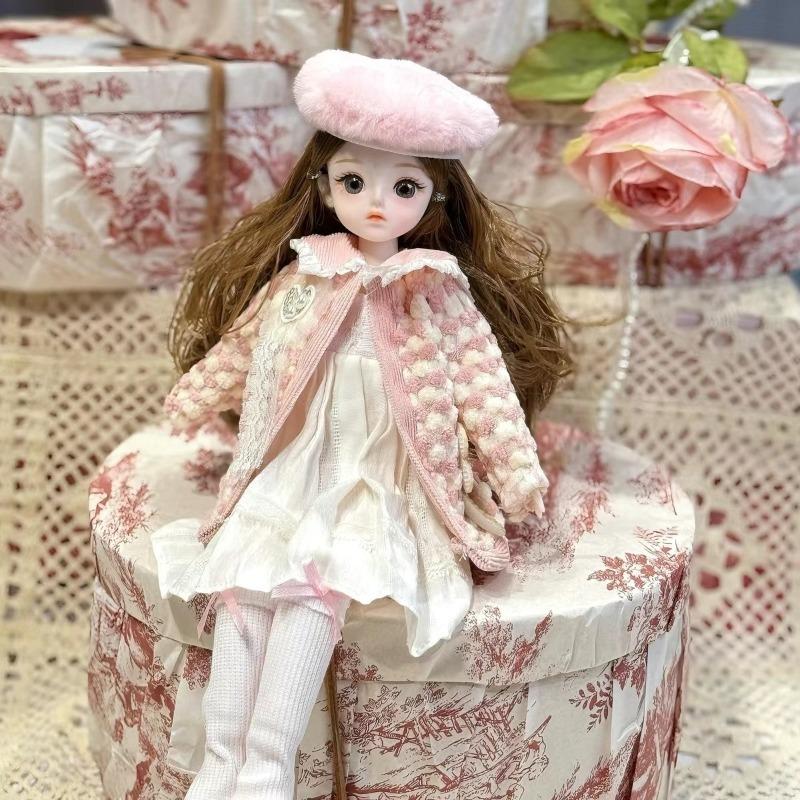 30Cm Doll Clothes 1/6 Bjd Doll Fashion Outfit Set Pretty Dress Hat Winter Coat Girl Plaything Present Doll Accessories Girls Present