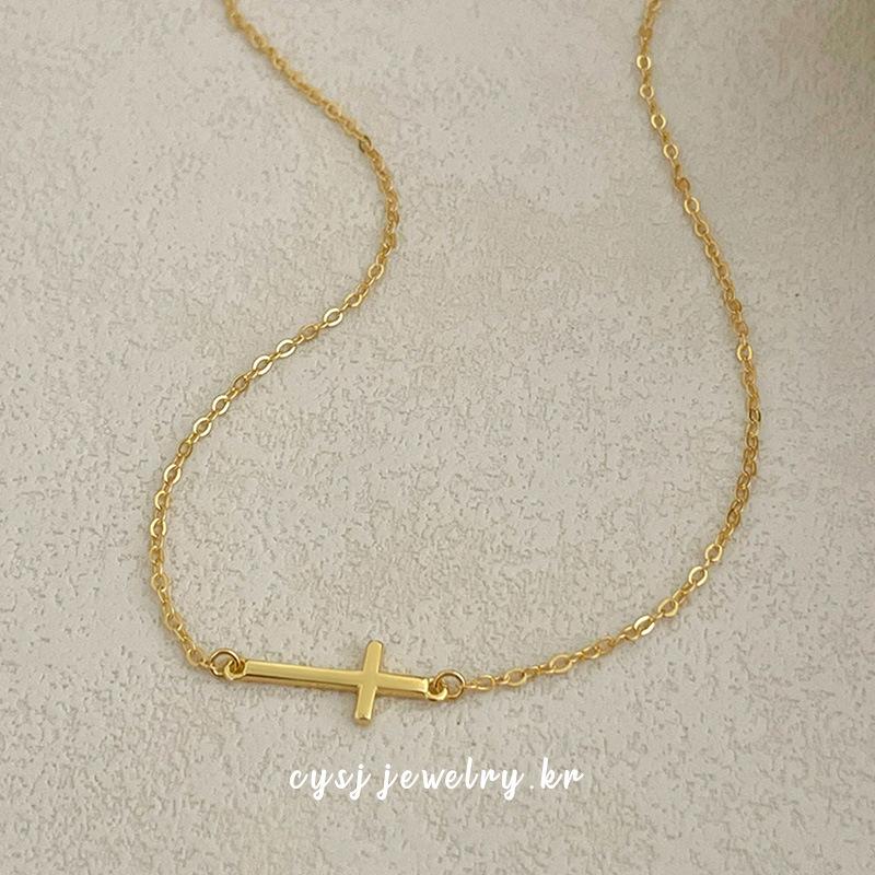 Cui Yan S925 Sterling Silver Cross Necklace: Minimalist Japanese-Korean Style for Women 925 Silver