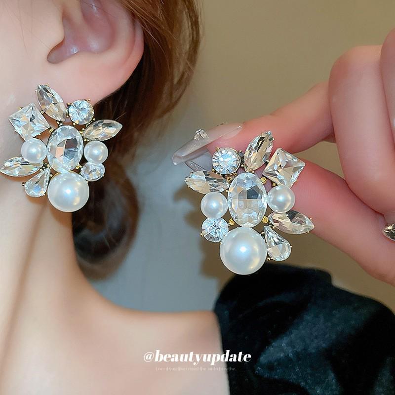 Diamond Inlaid Tassel Earrings - Silver Needle, High-End Court Style