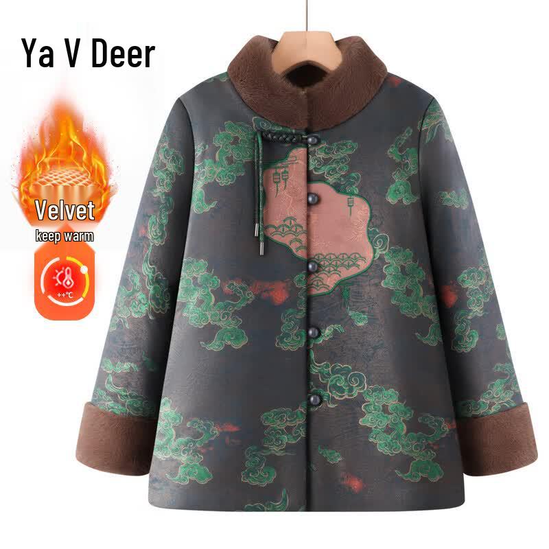 Yalu Women's Plush Lined Chinese Style Winter Padded Jacket