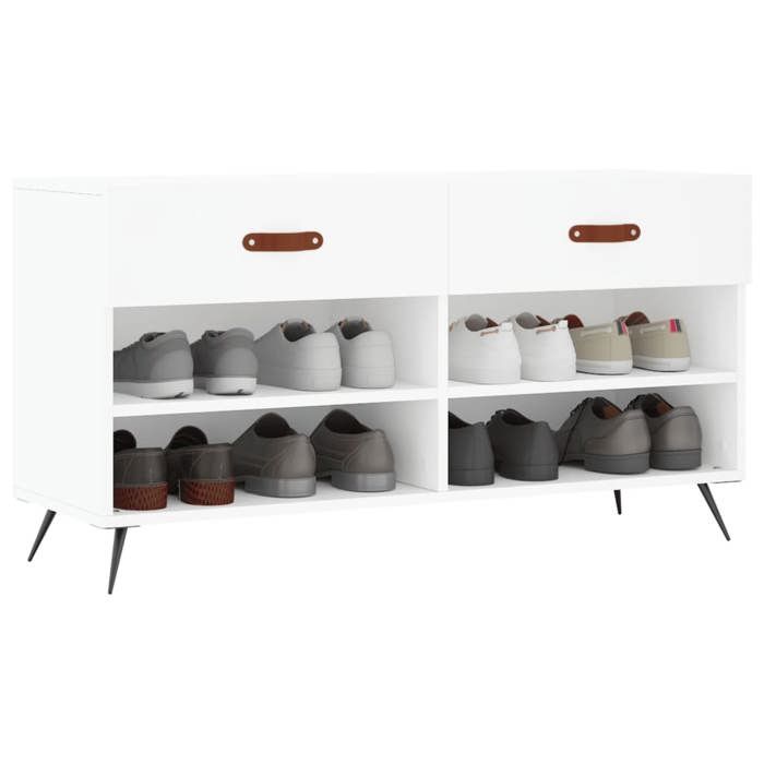 VidaXL Banc à Chaussures, Armoire à Chaussures avec 4 Étagères et Pieds, Meuble à Chaussures avec 2 Tiroirs Salon, Moderne, 829708